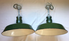 Pair 18  Green Westinghouse Porcelain Industrial Barn Gas Station Light Vintage