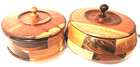 2 Vintage Turned Mahogany Mixed Wood Segmented Bowls 7  And 9 