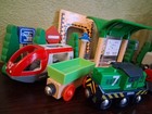 Brio Lot Bundle Wooden Train Set - Bridges Trees Signs Trains Vintage 23 Pcs