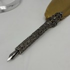 Vintage Style Feather Dip Pen Calligraphy Set 5 Nibs Ink Bottle Stand - New