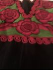 Mexican Chiapas Huipil Peasant Blouse Hand Embroidered Black Rose M