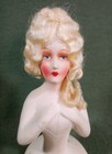 Antique Marie Antoinette Papier-mache Putz Boudoir Half Doll Pincushion Germany
