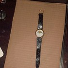 Eddie Bauer Moon Phase Date Analog Watch 32mm Roman Dial Black Leather Strap Vtg