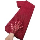 Water Soluble Damask Lace Fabric Embroidery Party Dress Sequins Cotton 5yards