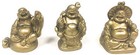 Laughing Buddha Figurine 2 Inch Statue 6 Piece Set Gold