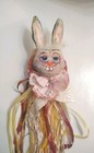 Easter Ornament Ooak Art Doll Bunny Head Fabric Handmade Seasonal Art Decor New