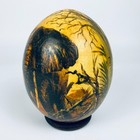 Vintage Hand-painted Ostrich Egg Elephant Scene Signed By Artist S Cameron