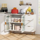 Buffet Server Sideboard W  2 Tempered Glass Doors   3 Drawers For Kitchen White