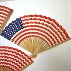 Vintage Patriotic Americana Decor Folding Fans Set Of 3 American Flag Bamboo