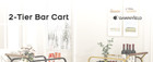 Tempered Glass Bar Cart With Wine Bottle Grid  10mm Clear Glass Shelf 