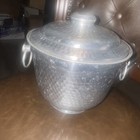 Vintage Mcm 1950 s Hammered Aluminum Ice Bucket Made In Italy Mcm