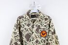 Vtg 70s Mens Small Custom Hemmed Ohio Safe Hunter Camouflage Button Shirt Usa