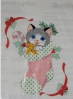 Bucilla Paintstitching liquid Embroidery Stamped Colorpoint Christmas     kitty   