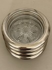 Vintage Leonard Silverplate   Glass Coasters Set Of 4 Starburst Made In Italy
