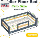 Toddler Bed With Rails   Low Montessori Floor Bed Frame For Kids   Standard Crib