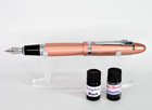 Rose Gold Jinhao Elite 159 Wide Body Steel Fountain Pen  Medium Nib  2 Inks