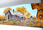 Vintage 1920s Hand Saw Hand Painted Rustic Farmhouse Scene Signed By Artist 1983
