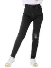 Ripped Frayed Hem Denim Stretch High Rise Skinny Ankle Jeans