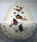 Doily Boutique Table Runner  Doily  Mantel Scarf With Halloween Witches And Owls