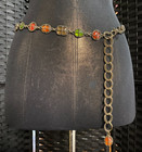 Vintage Metal Chain Belt Jewel Cabochon Links Large Xl 33-38  Waist Boho Tribal