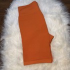Orange Women s Biker Knit Activewear Shorts Stretch Athletic Solid