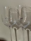 Swarovski Crystal Set 2 Wine Glasses Etched With Crystal Stones