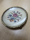 Floral Vanity Set Gold Toned Embroidery Vintage 6 Piece Set