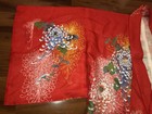 Vintage Japanese Kimono Robe 100  Silk Red Chrysanthemum Floral Made In Japan