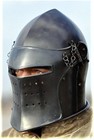 Medieval Black Steel Knight Helmet   Crusader Great Helm Armor Costume Halloween