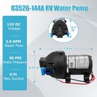Upgraded R3526144d Rv Water Pump 12v Dc 3 Gpm 50 Psi Triplex Diaphragm Black 