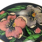 Signed Black Lacquer Hand Painted Russian Oval Brooch Wooden 1996 Vintage 2 25 