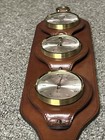 Vintage Wall Weather Station Barometer Thermometer Hygrometer Wood metal F