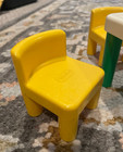 Vintage Little Tikes Dollhouse Table   Yellow Chunky Chairs Doll House Furniture
