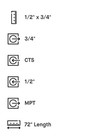 Chicago Fittings Xr-10b-12-72-l-zdc X-riser Gas Line Hose 1 2  Cts X 3 4  Mpt
