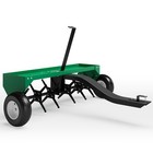 40  Tow Behind Lawn Plug Aerator With Universal Hitch Green Rustproof Steel Fram