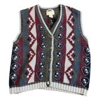 Vintage-style Heart Hand Embroidered Sweater Vest Multi Color Fair Isle M