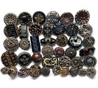Beautiful Collection Of Victorian Era Black Glass Buttons Lusters Enamel Shapes 