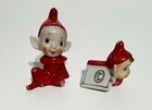 Vintage Small Christmas Pixie Elves Hand Painted Porcelain Japan 1950   s