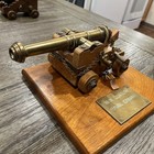 Vintage Replica Of 18th Century Naval Warship Cannon Made Of Brass   Wood