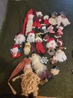 Rustic Burlap Christmas Paper Mache Santa Head   Lot Of  Santa Head Ornaments