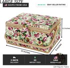 Large Sewing Basket  Vintage Wooden Sewing Box With Removable Tray  Rose Floral