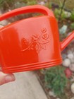 Vintage Red Orange Plastic Indoor Watering Can Long Spout Mid Century Granny