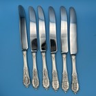 Wallace Rose Point 9    Place Knives  Set Of 6  Sterling Hh  Stainless Modrn Blade