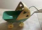 Wyandotte Baby Stroller Doll Buggy Pram Green   Yellow Metal Toy Heart Cutouts