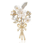 Rhinestone Plum Blossom Bouquet Flower Brooch Gold Pin Spring Summer Jewelrygift