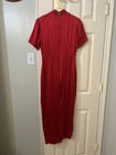 Women   s Red Satin Qipao Silk Dress Floral Embroidery Size S