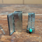 Vtg Victorian Sterling Silver Engraved Antique Lipstick Case W  Mirror   Stone