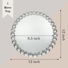 Round 12-inch Crystal Bead Mirror Tray     Vanity Organizer  Perfume   Jewelry    