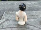 Antique German 3  Porcelain Half Doll Pin Cushion 6832 -  Skin Tone - Flowers