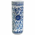 Classic Floral Porcelain Umbrella Holder Stand Elegant Blue   White Chinese Vase